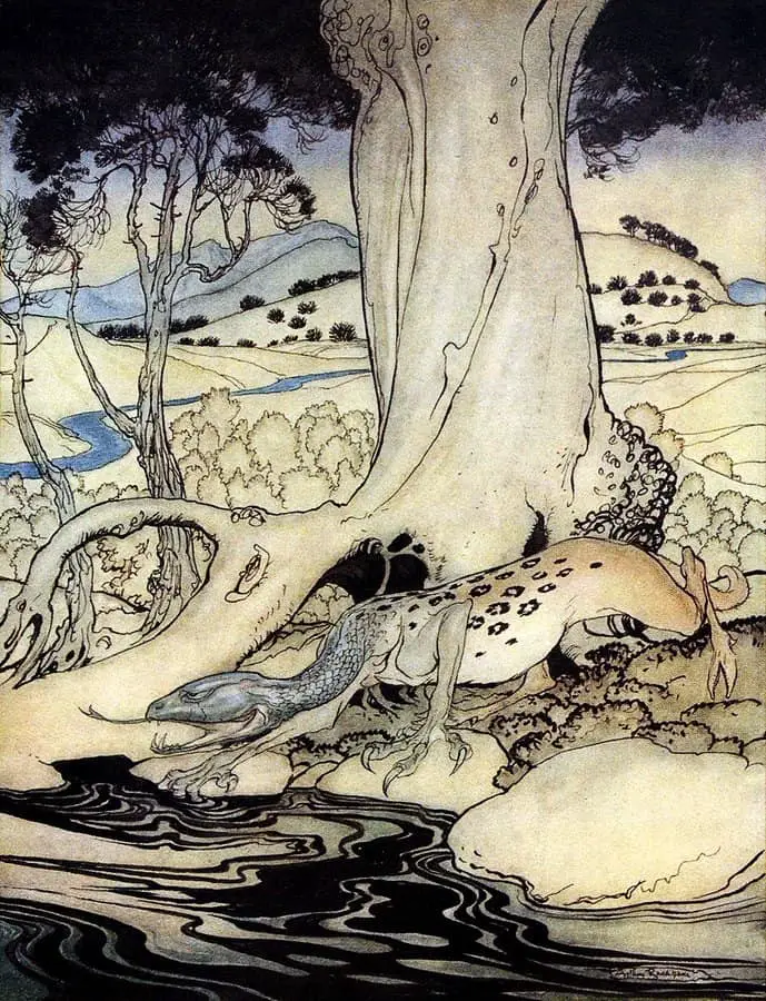 Arthur Rackham, The Questing Beast, The Romance of King Arthur and His Knights of the Round Table, 1917