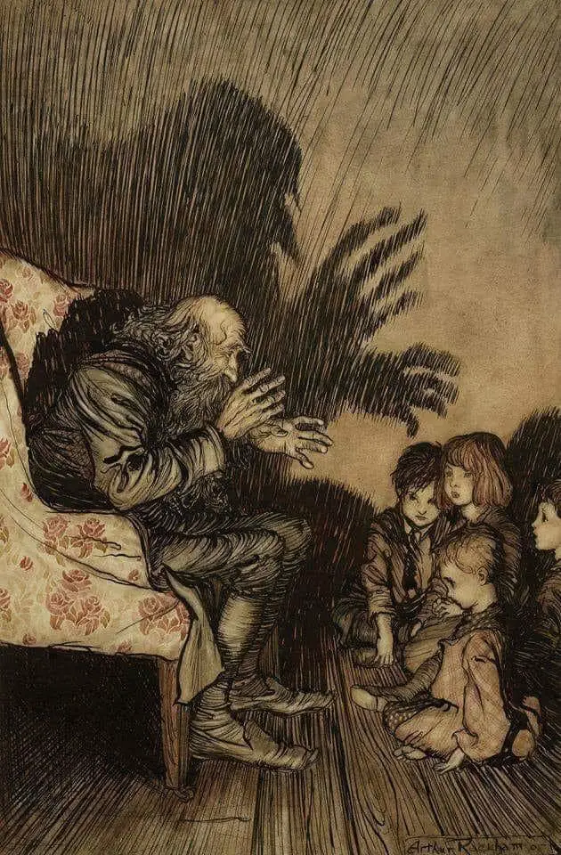 Arthur Rackham, The Story Teller, watercolour, pen, ink on paper, 1905