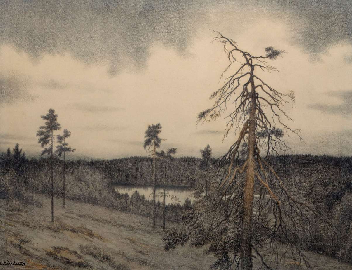 At Flya 1902 Theodor Kittelsen tree winter