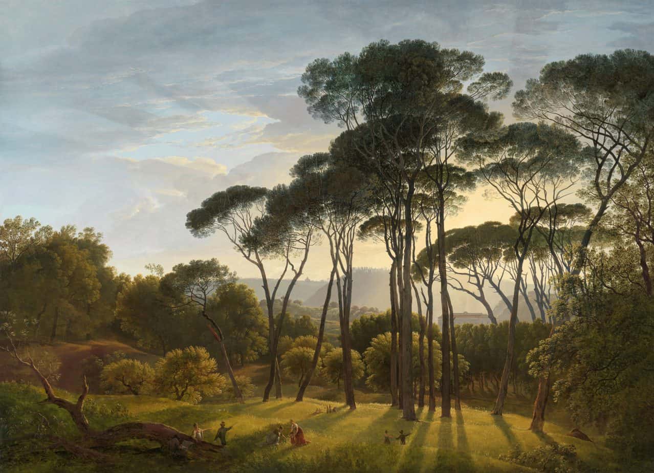 Italian Landscape with Umbrella Pines, Hendrik Voogd (the Dutch Claude), 1807