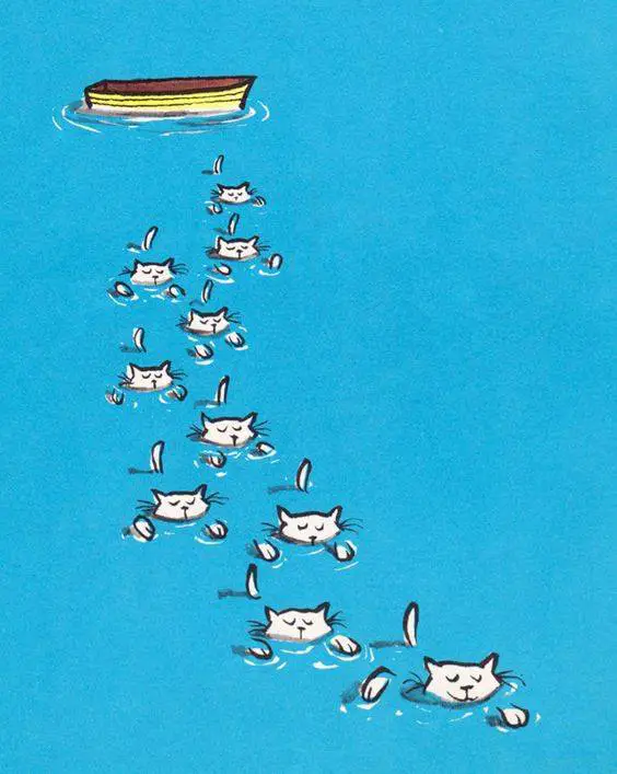 Roy McKie, illustration from Bennett Cerf's Book of Animal Riddles, 1964 cat
