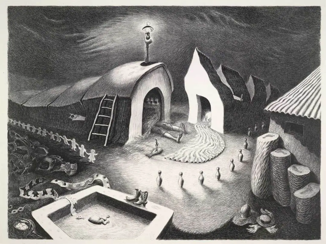 Whodunit by Wanda Gág (1893-1946) Lithograph, 1944 motion