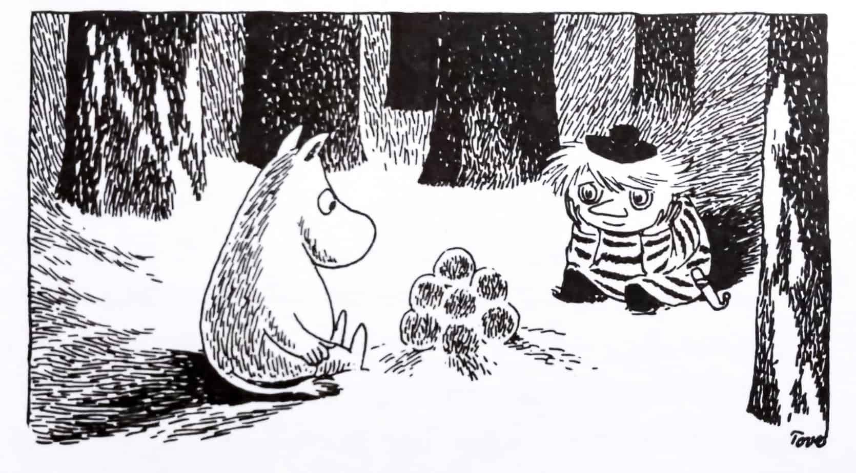 by Tove Jansson for 'Moominland Midwinter (1957) camp fire