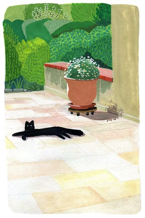 unknown artist  very David Hockney-ish cat