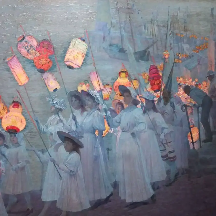 A.G Sherwood - Jubilee Procession in a Cornish Village, 1897