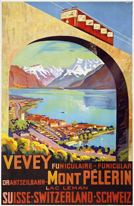 Grin Edmond Henri 1930 poster art Vevey-Mont Pelerin