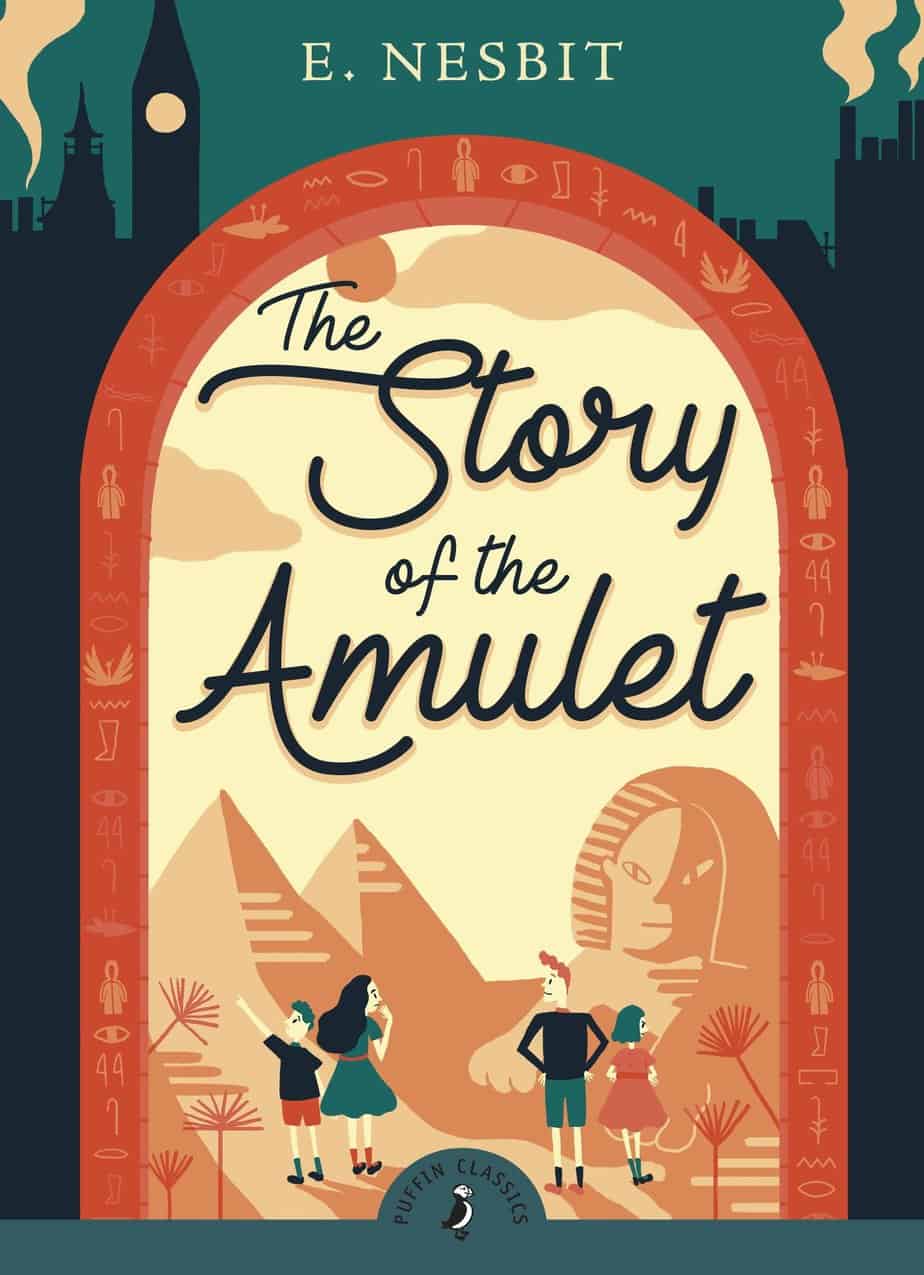 The Story of the Amulet E Nesbit cover red blue