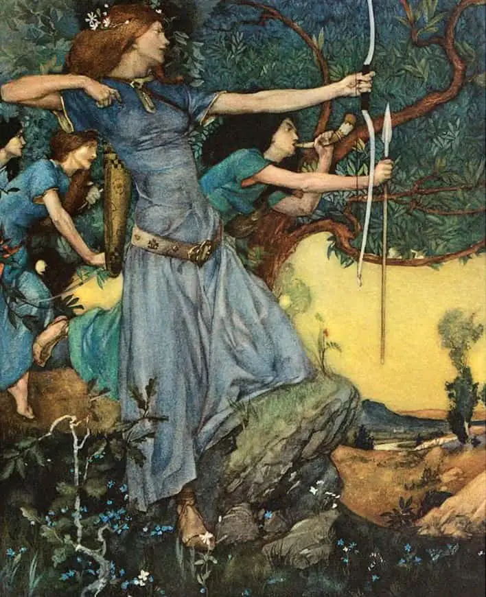 William Russell Flint illustration for Le morte Darthur the book of King Arthur and of his noble knights of the Round table by Sir Thomas Malory, Knt