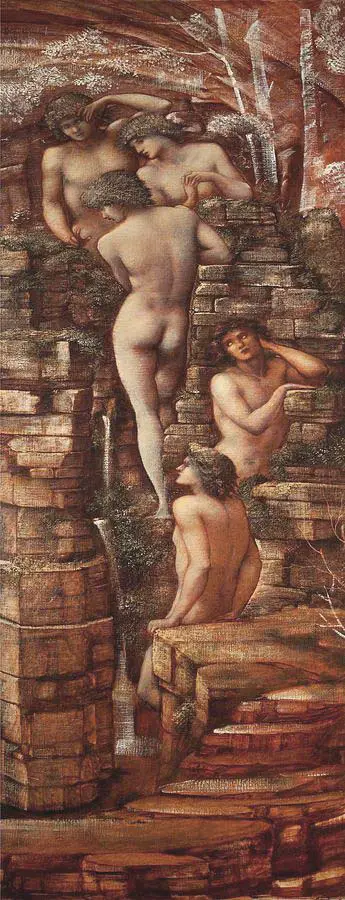 Male wood nymphs painted by Edward Burne Jones between 1881 and 1885