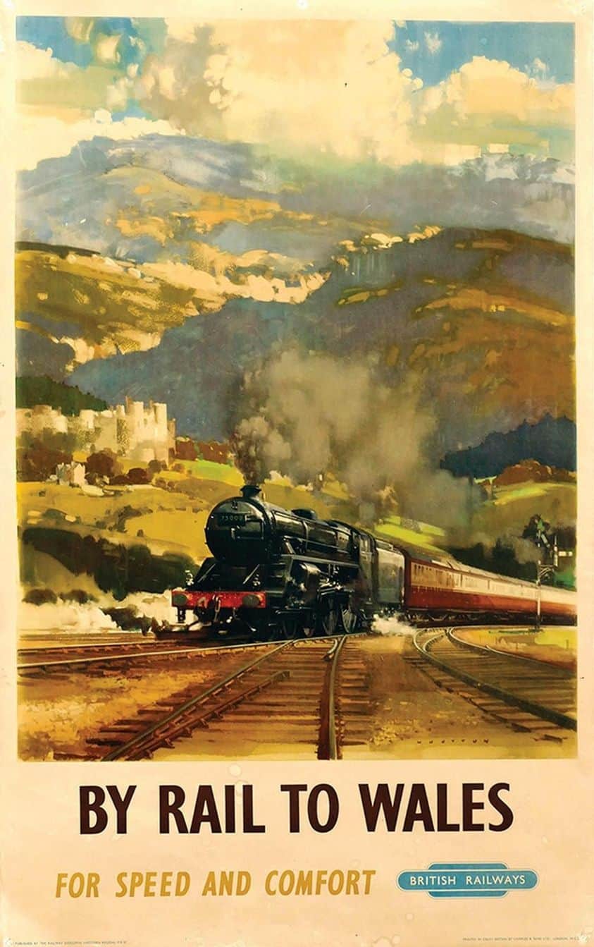 By Rail To Wales - British Railways Travel Poster illustration by Frank Wootton