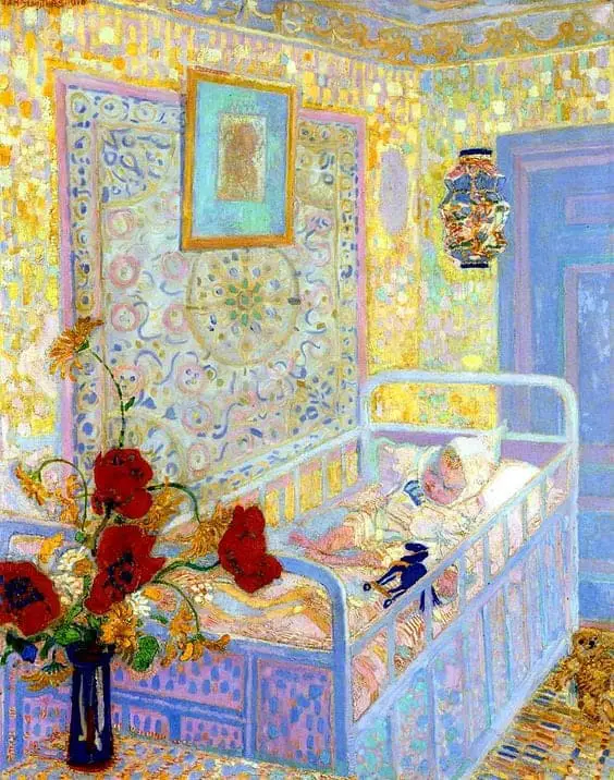 An impressionist painting of a children's bedroom by Jan Sluijters