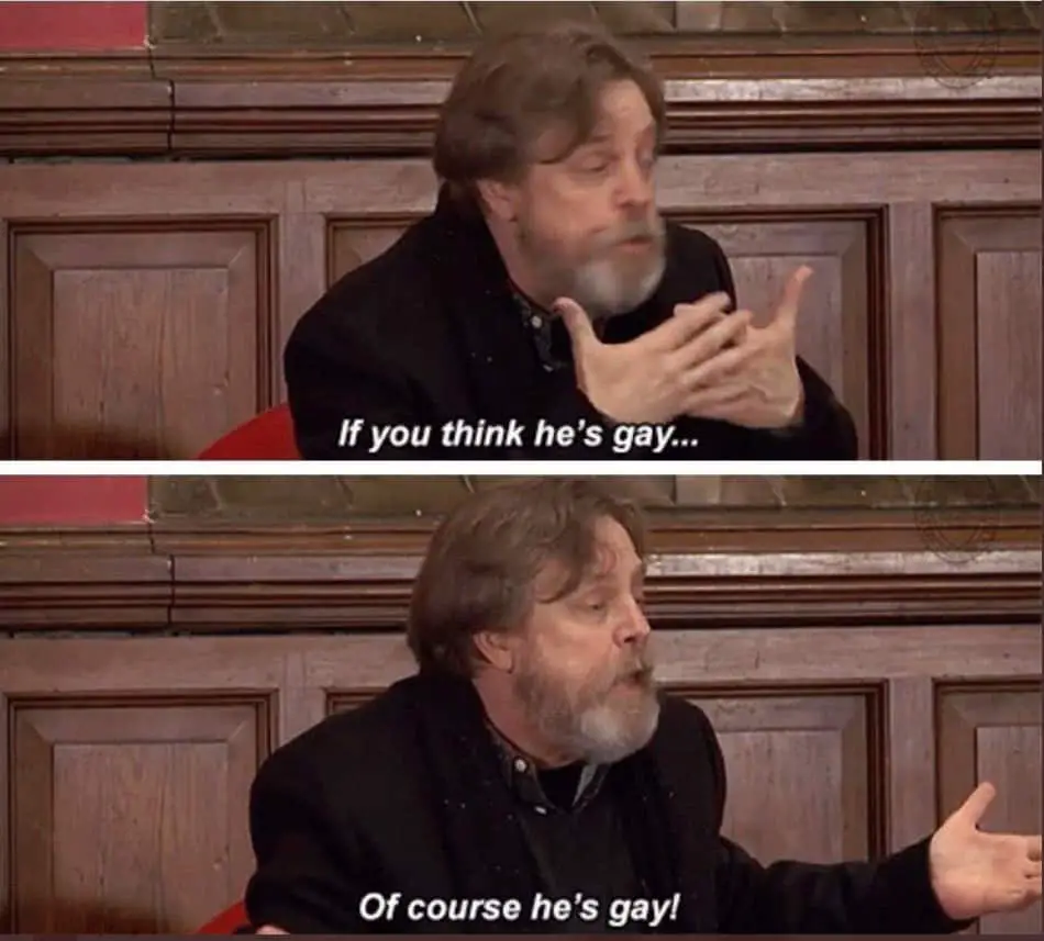 Mark Richard Hamill is an American actor, voice actor, and writer. He is known for playing Luke Skywalker in the Star Wars film series. Fans will say, "I'm getting bullied at school".