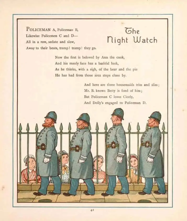 Walter Crane 1845 - 1915 London Town The Night Watch 1883