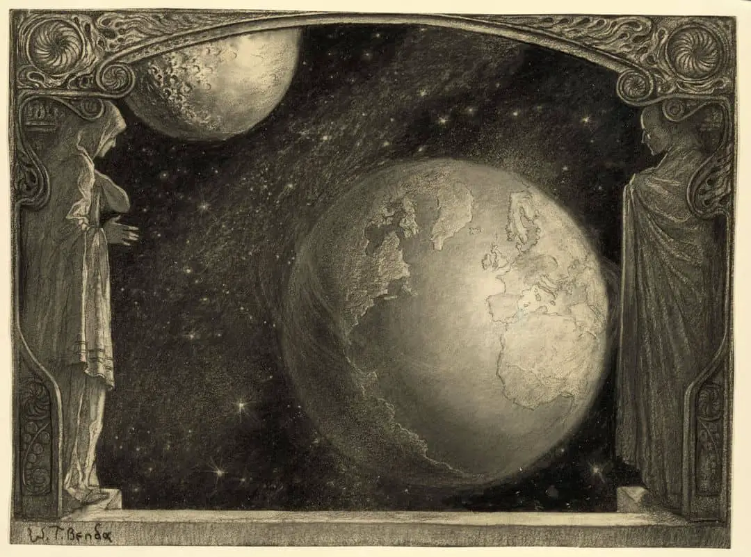 Władysław Teodor 'W.T.' Benda (Polish, 1873-1948) The Earth and Milky Way and Moon 1918