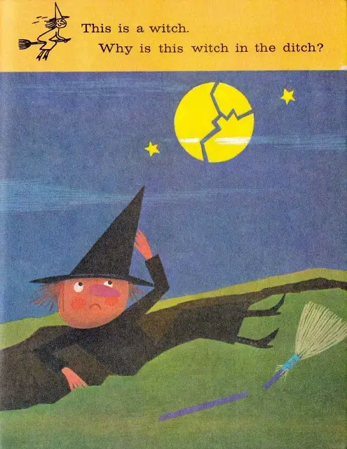 A Dragon in a Wagon by Janette Rainwater, illustrated by John Martin Gilbert (1973) witch in the ditch