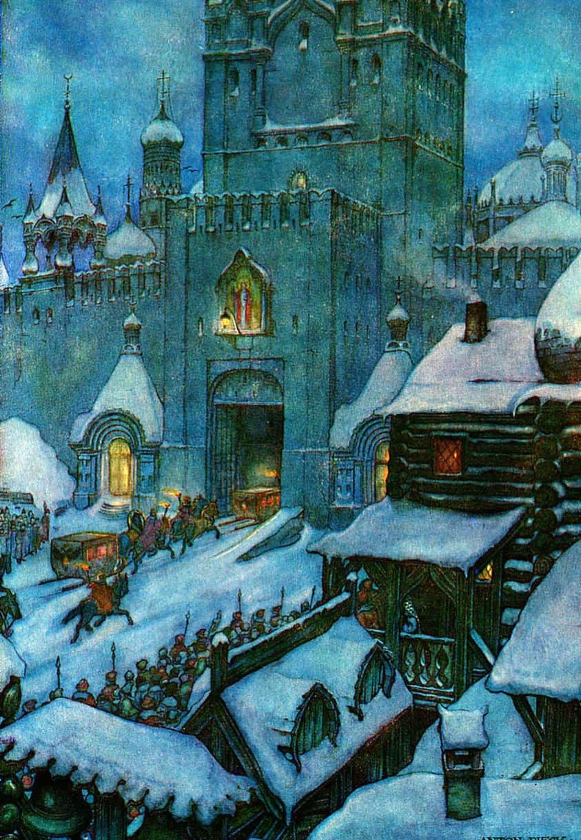 Anton Franciscus Pieck (1895-1987) 1949 illustration The Gate Of The City On A Winter Evening