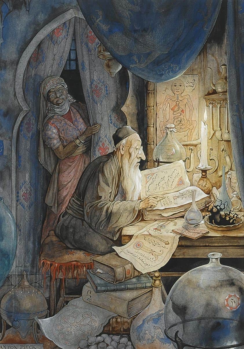 Anton Pieck  Illustration for 'The Arabian Nights'; The 27st Night, The Story of the Jewish Doctor