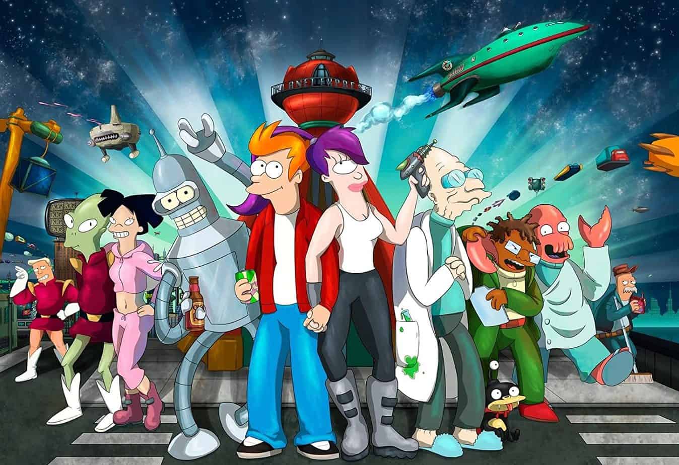 The cast of characters from tV cartoon series Futurama