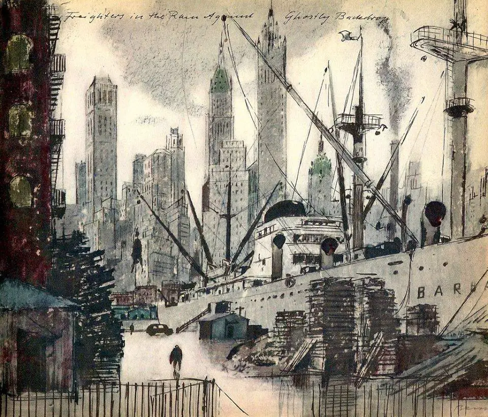 New York, city on many waters, illustrations by Fritz Busse, 1956