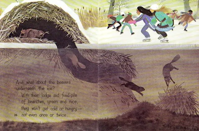 Now That Days Are Colder by Aileen Fisher, Designed & Illustrated by Gordon Laite, Lettering by Paul Taylor (1973) skating two worlds underground