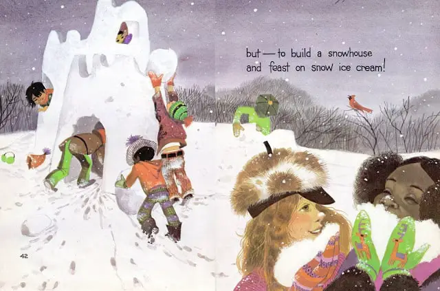 Now That Days Are Colder by Aileen Fisher, Designed & Illustrated by Gordon Laite, Lettering by Paul Taylor (1973) snow play