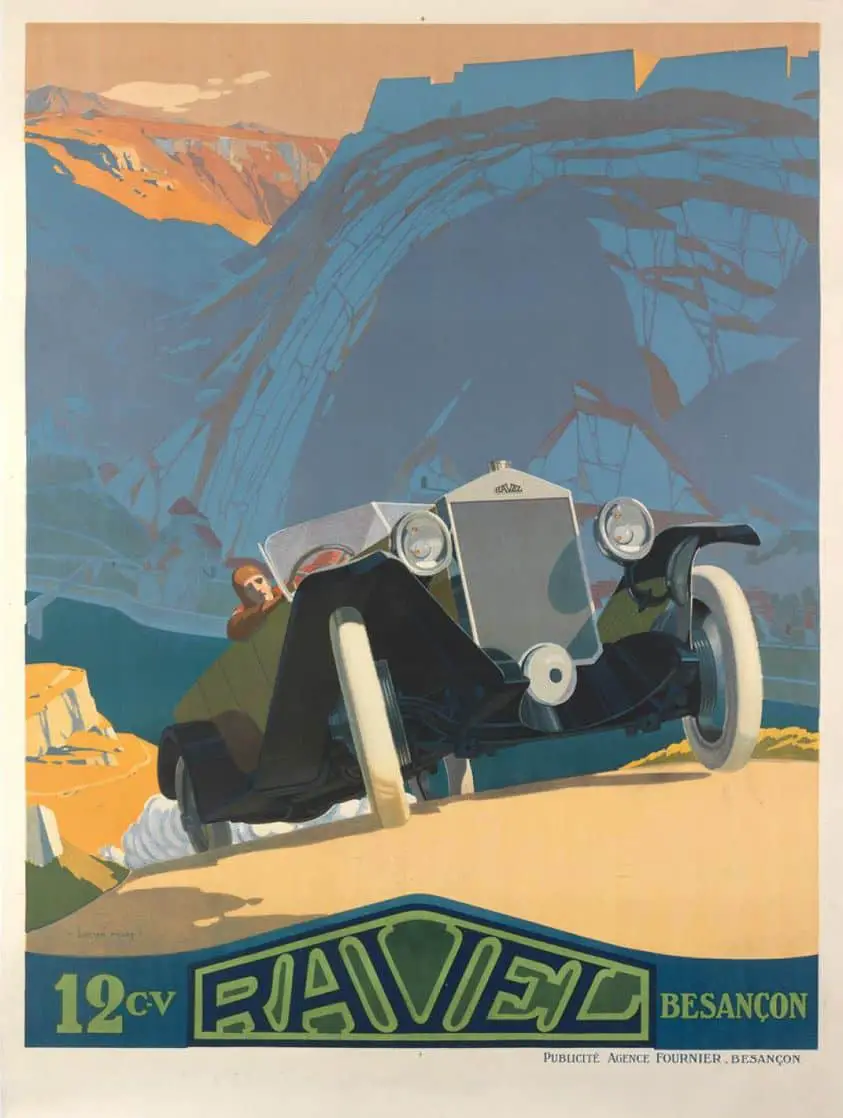 Ravel - Swiss Auto Advertisement - art by Lucien Pillot - c 1925