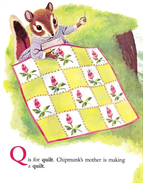 Richard Scarry's Chipmunk's ABC by Roberta Miller, illustrated by Richard Scarry (1963) sewing