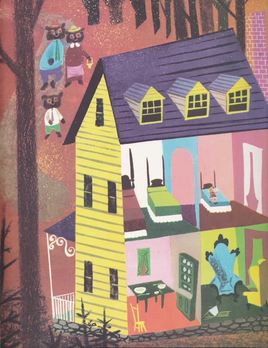 The Big Book of Nursery Tales retold by Evelyn Andreas illustrated by Leonard Weisgard (1954) goldilocks three bears house