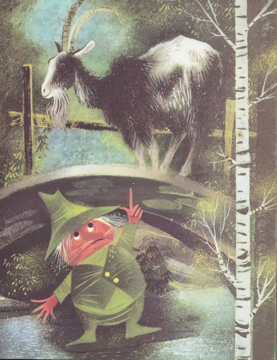 The Big Book of Nursery Tales retold by Evelyn Andreas illustrated by Leonard Weisgard (1954) three billy goats gruff