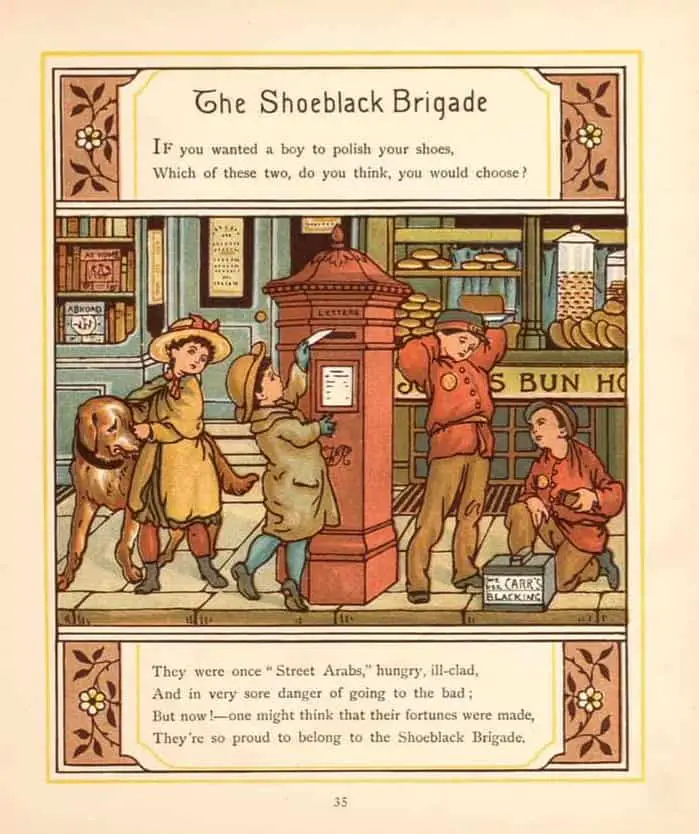 Walter Crane 1845 - 1915 London Town The Shoeblack Brigade