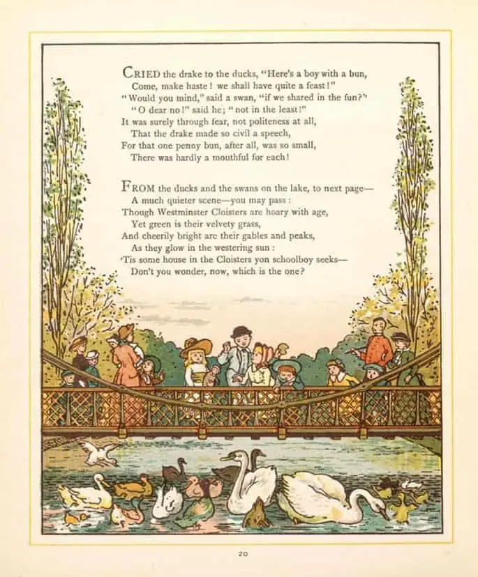 Walter Crane 1845 - 1915 London Town feeding birds