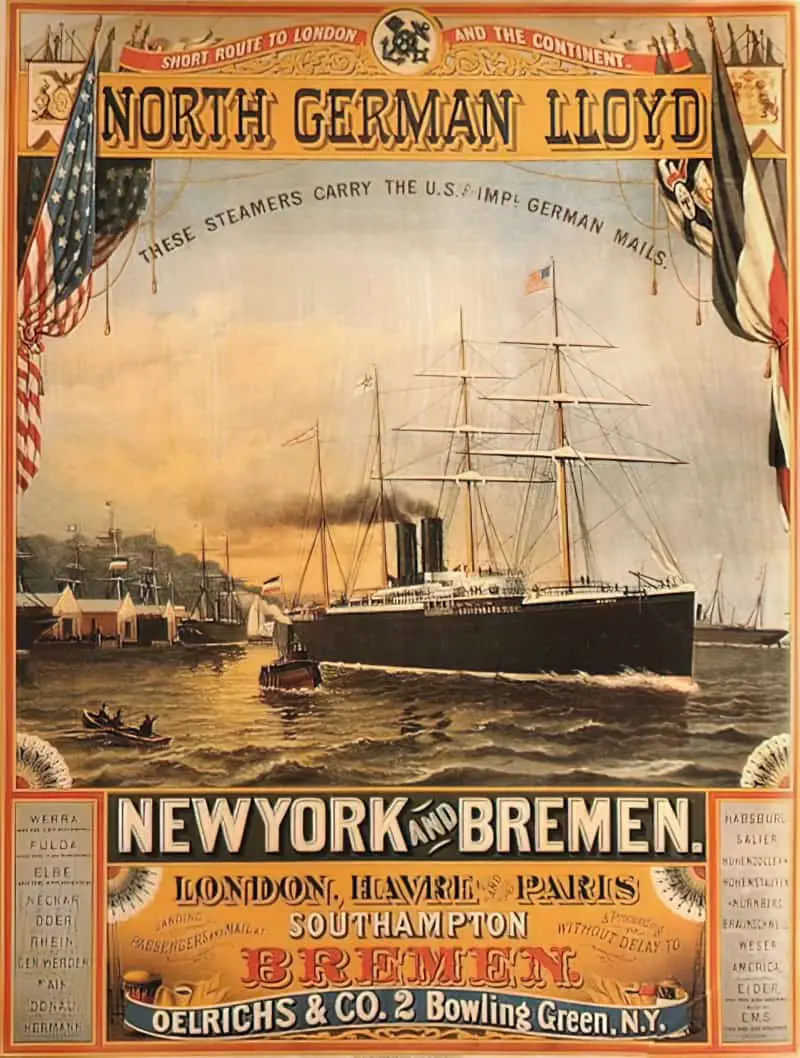 1884 North German Lloyd New York and Bremen