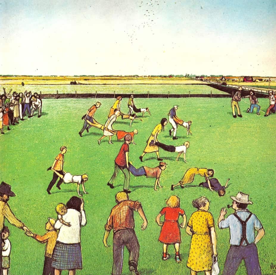 A PRAIRIE BOY'S SUMMER (1975) William Kurelek wheelbarrow race