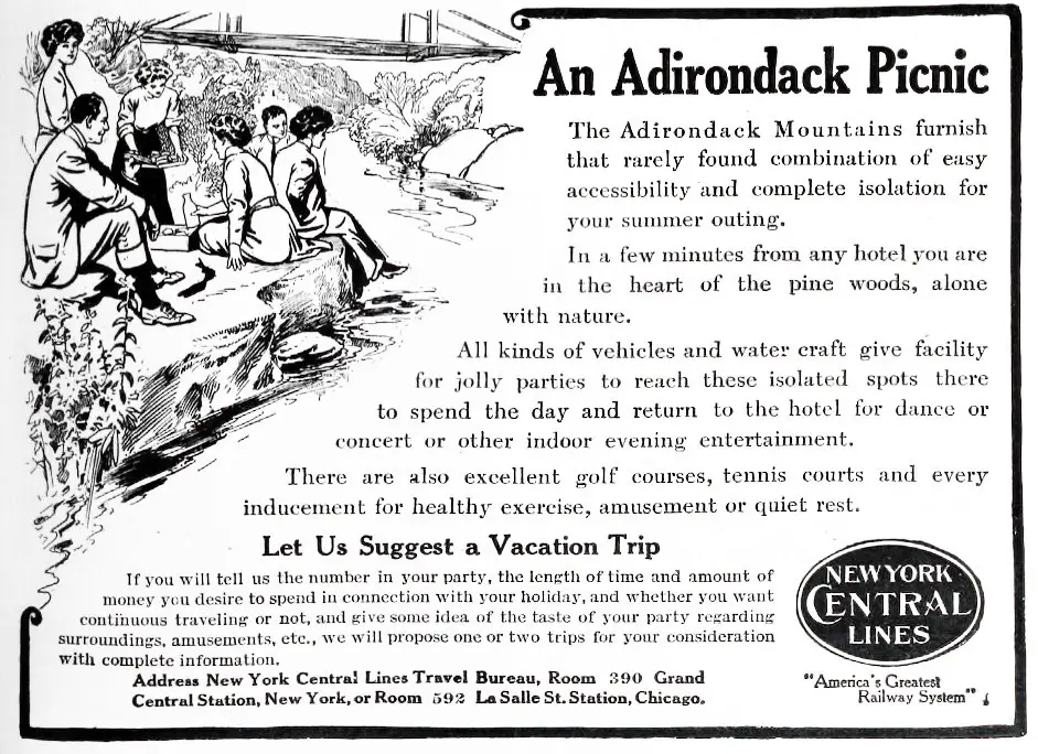 Adirondack Picnic advertisement 1909
