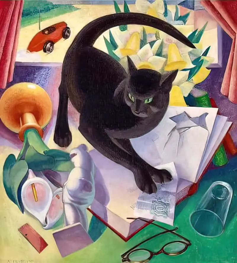 Agnes Miller Parker, (1895-1980), an English illustrator, wood engraver, painter in oils and tempera The Uncivilised Cat 1930