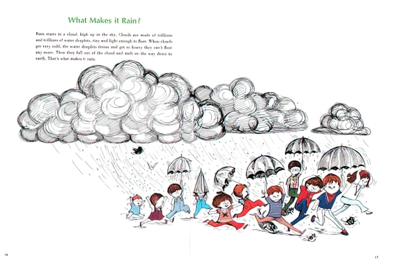 Easy Answers to Hard Questions pictures by Susan Perl text by Susanne Kirtland (1968) what makes it rain