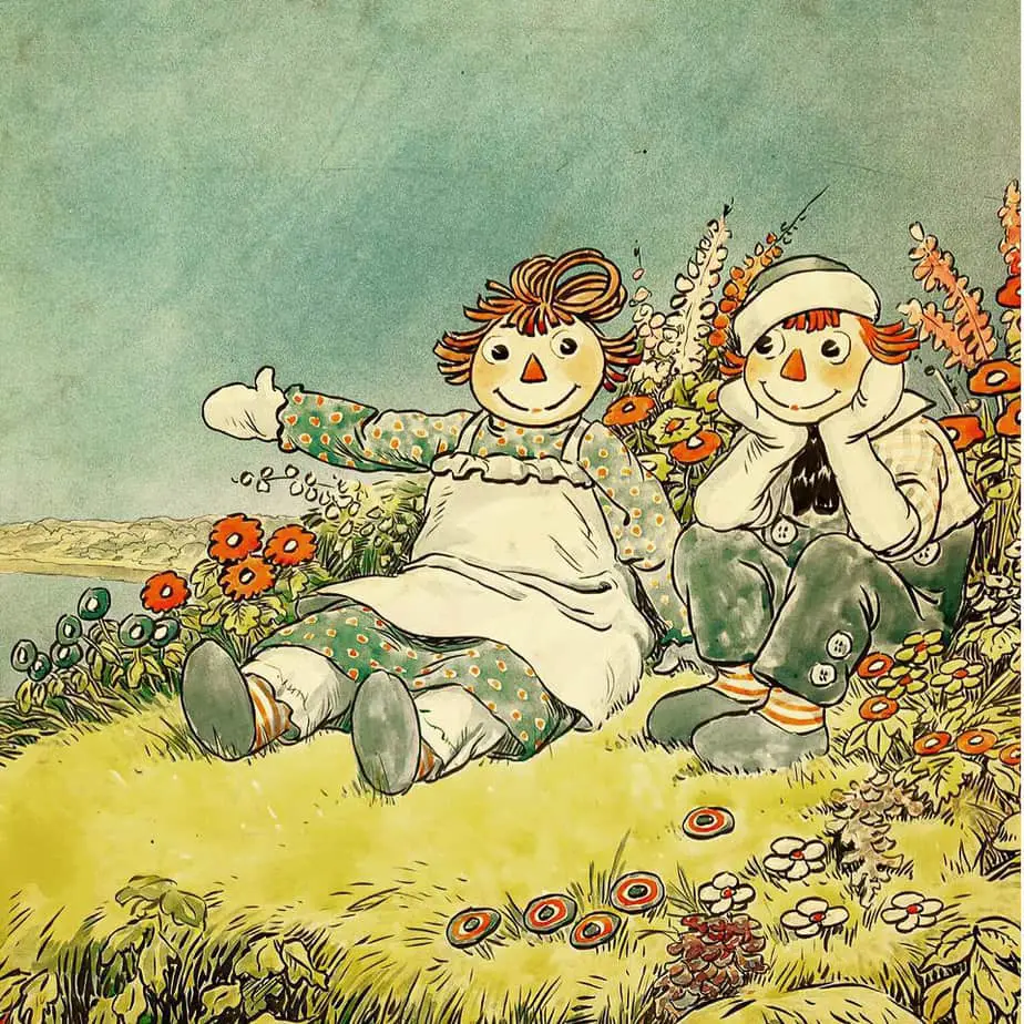 Endpage illustration for Raggedy Ann and Andy by Indianapolis artist and author Johnny Gruelle, 1929