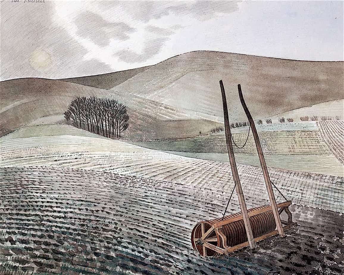 Eric Ravilious, (British ,1903 - 1942) Downs in Winter, 1934