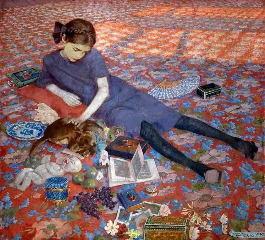 Felice Casorati, ′Little girl playing on the red carpet', 1912
