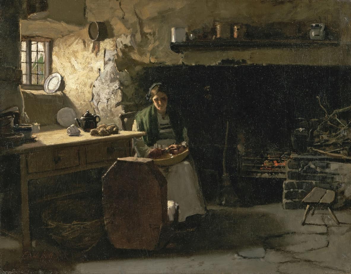 Frank Holl - Peeling Potatoes ca. 1880 kitchen