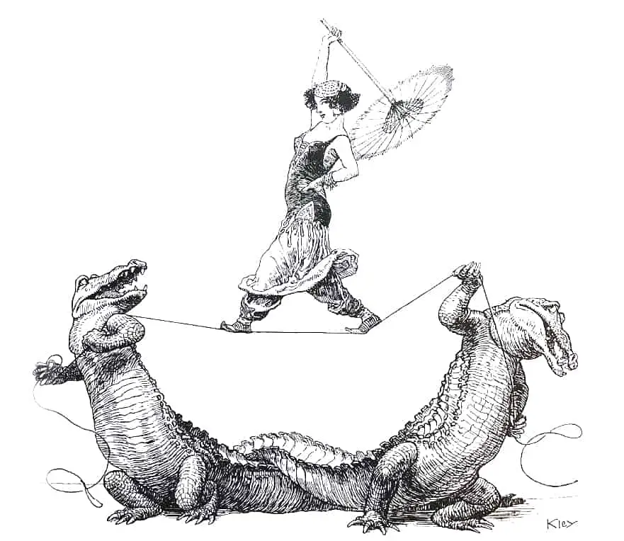 Heinrich Kley - 1863 - A Question of Balance crocodile
