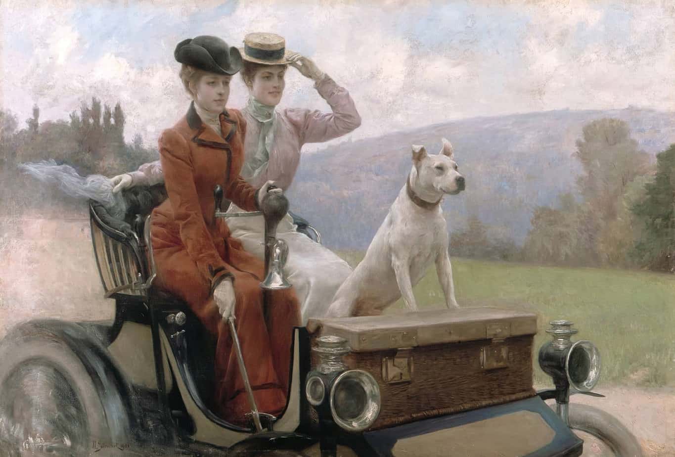 Julius LeBlanc Stewart (1855-1919) - The Goldsmith Ladies ... in a Peugeot