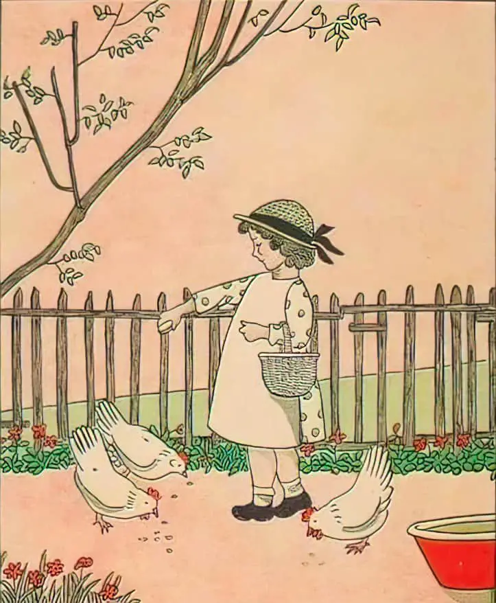 Marie-Madeleine FRANC-NOHAIN [1878-1942] Alphabet In Pictures 1933 girl feeding chickens