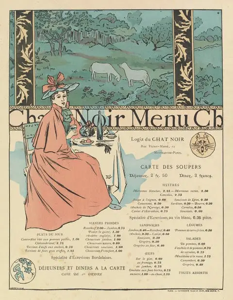 Menu Chat Noir George Auriol, c. 1899