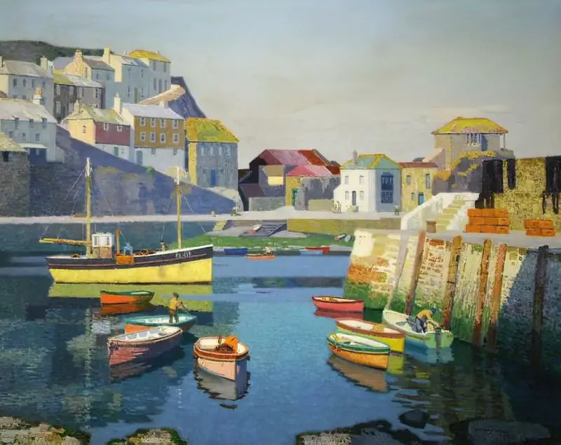 'Mevagissey, Cornwall', Stanley Royle, oil on canvas, 1960 boats