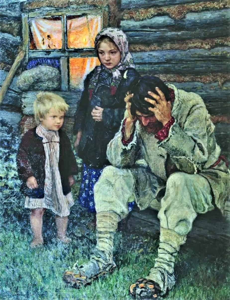 Nikolai Petrovich Bogdanov-Belsky, (1868 - 1945) Misery, 1919