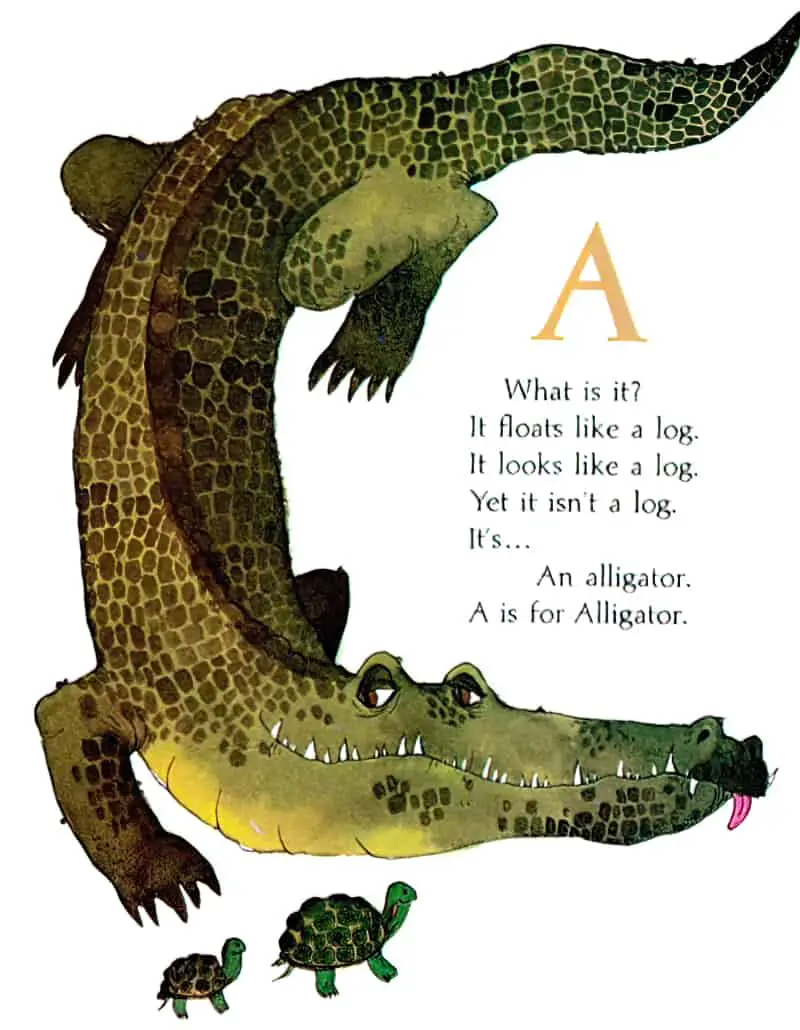 Riddles, Riddles from A to Z by Carl Memling illustrated by Trina Schart Hyman (1962) alligator