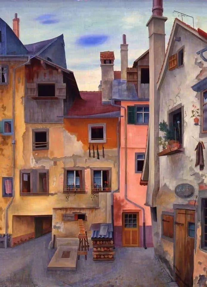 Rudolf Wacker (1893 - 1939) Old Houses in Lindau, 1928