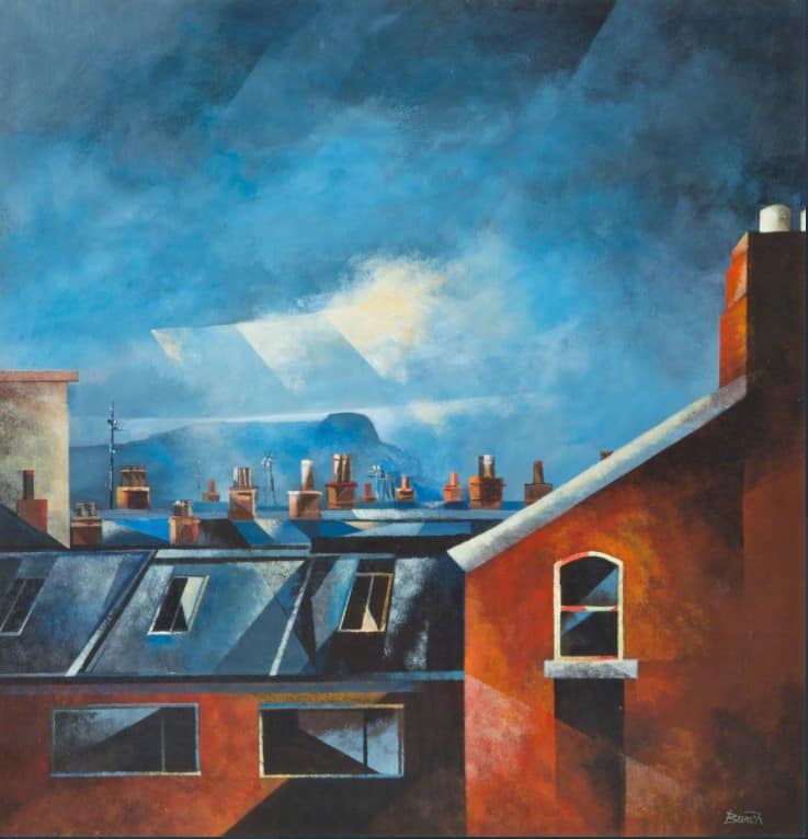 'Summer Sunday, Belfast' by Lawson Burch, acrylic on board, 20th century