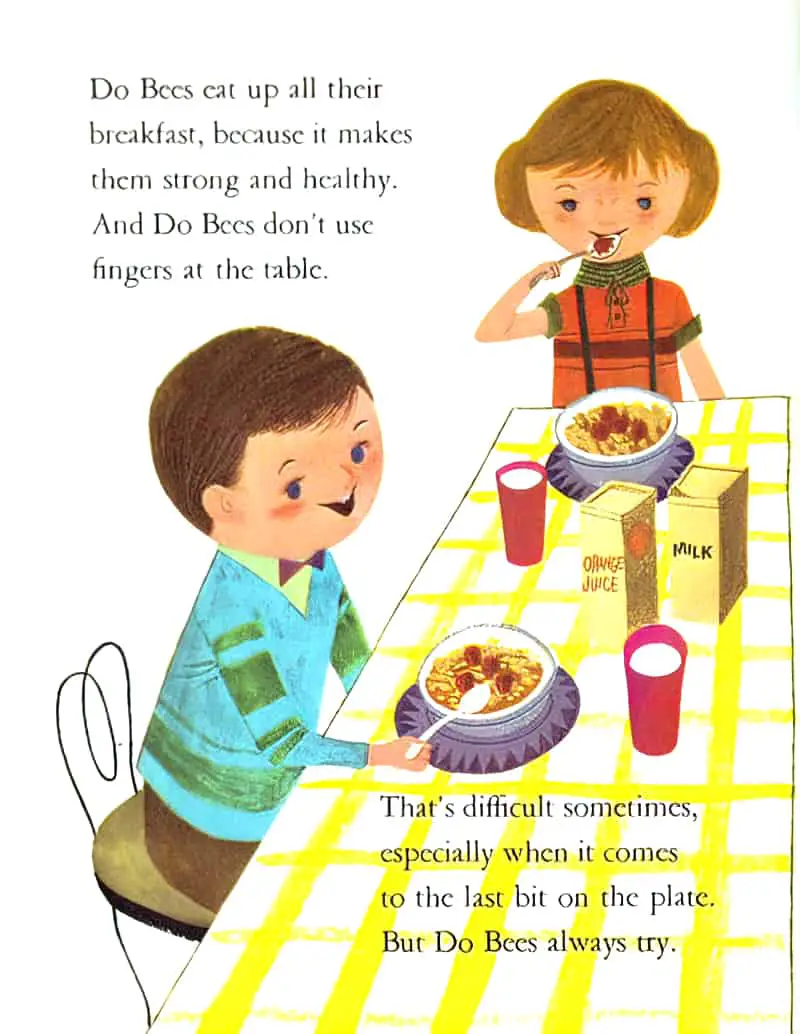 The Romper Room Do Bee Book of Manners by Nancy Claster, illustrated by Art Seiden (1960) breakfast